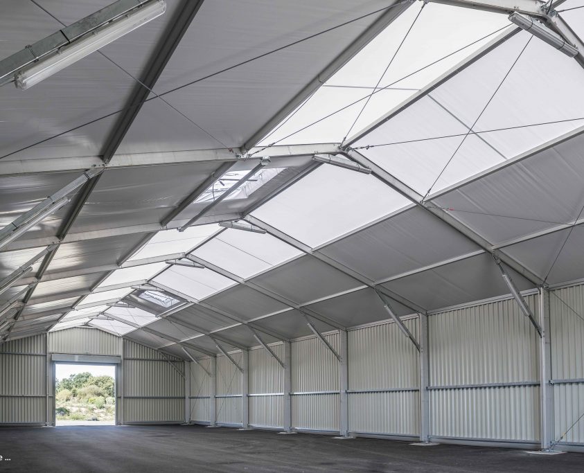 Hangar de stockage démontable, 600m², location 36 mois